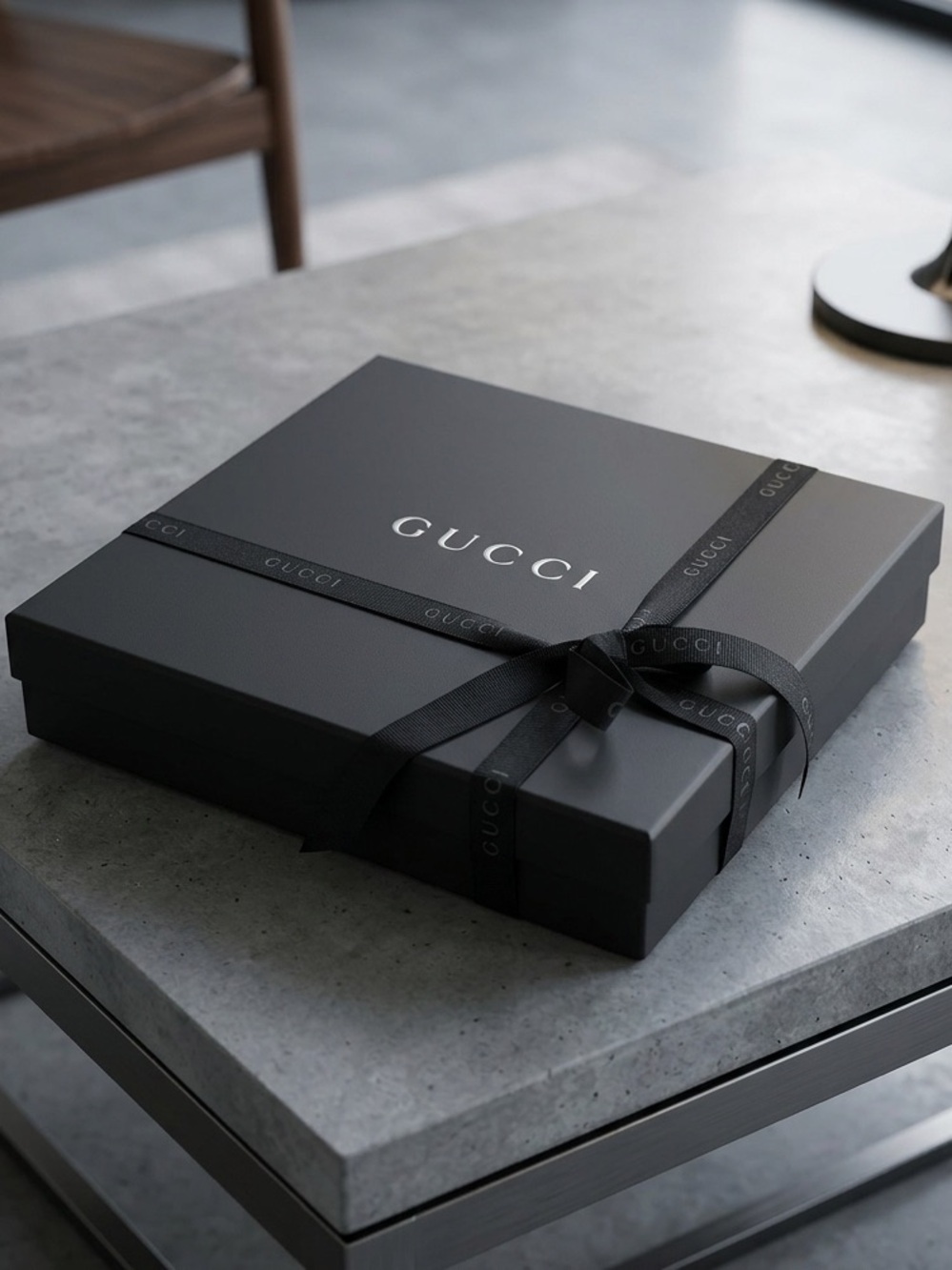 Gucci Black Gift Box with Branded Ribbon